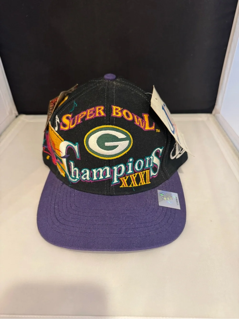 1997 Green Bay Packers Super Bowl XXXI Champions Black and Purple Snapback Hat